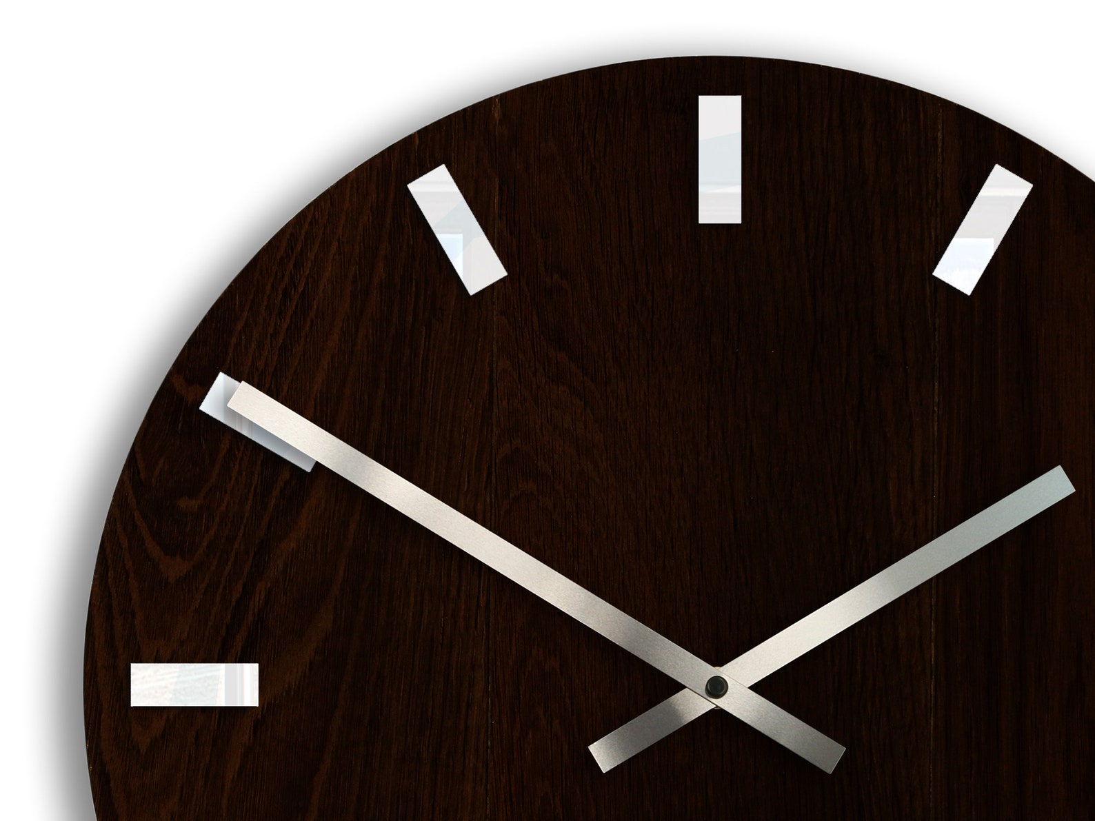 Large Wall Clock Wood Wall Clock Dark Oak Silent Modernclock Etsy