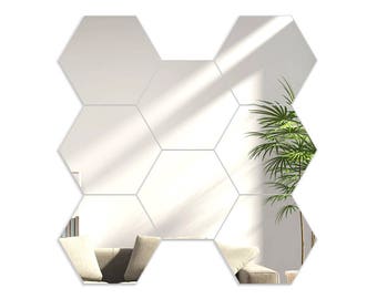 Etiqueta de la pared de la etiqueta de la pared del espejo de la forma del hexágono 8pcs