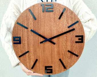 Loft Uhr, Bauernhaus Wanduhr, Große Uhr, Gerostete Wanduhr, Holzuhr 40 cm Zoll, Eichenuhr, Wanduhr nicht tickend