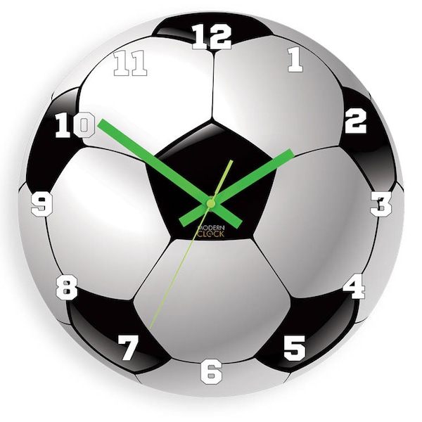 Kinder Wanduhr - Fußball, Wanduhr Ball. Jungen Wanduhr, Kinder Wanduhr,