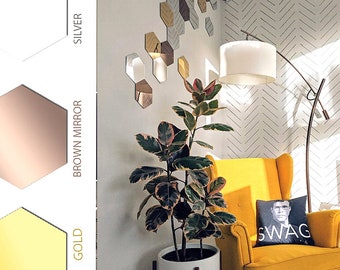 Pegatinas de pared con espejo hexagonal (3 unidades)