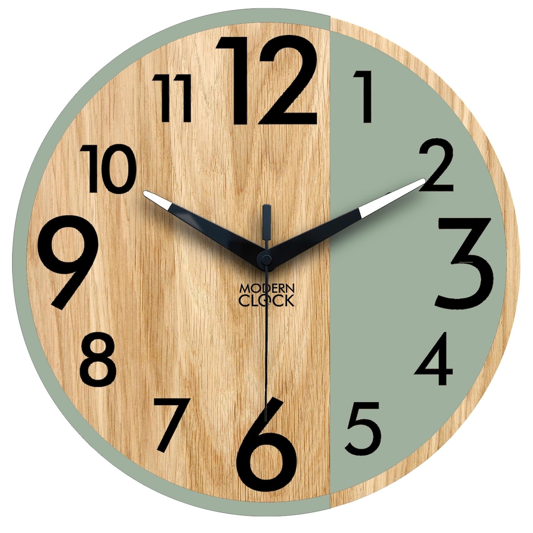 Sage Green Wall Clock – Modern Wooden Frame, Minimalist & Stylish ...