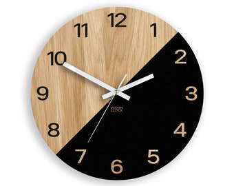 Horloge murale - Chêne 13 pouces - Oksford avec chiffres - Horloge en bois - Horloge murale loft - horloge murale moderne, cadeau de pendaison de crémaillère