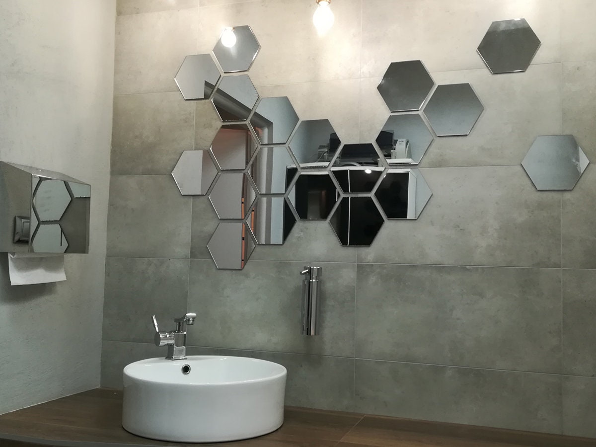 Hexagon Shape Mirror Wall Decal Sticker 1pcs