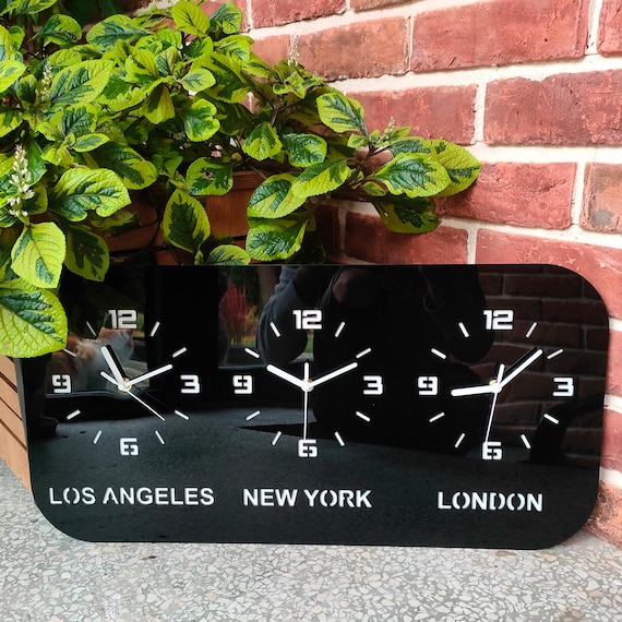 Modern Time Zone Wall Clock -los Angeles, New York, London