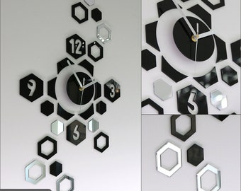 Wall Clock HEXAGON large wall clock gift wall decor Unique wall clocks gift