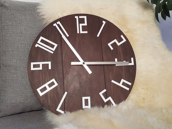 Large Wood Wall Clock Slim Dark Brown Oak 19 - Large Dark Brown Wall Clock Large Wood Wall Clock Slim Dark Brown Oak 19 - Large Dark Brown Wall Clock
