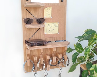 Support Mural En Bois Pour Clés Et Courrier - Avec étagère De Rangement - Organisateur D'entrée, Décoration Murale - 6