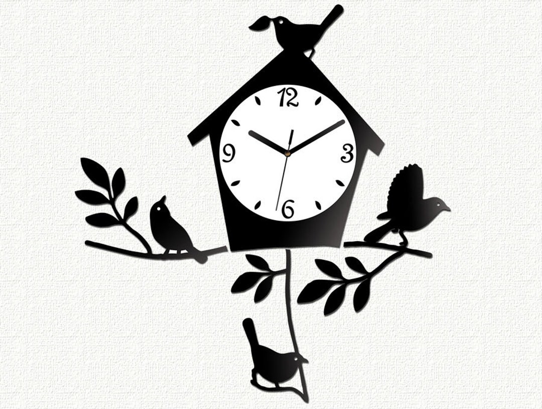 Wall Clock BIRD Modern Clock Large Wall Clock Gift Wall Decor Unique