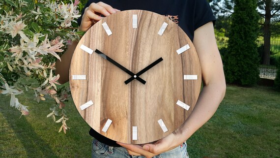 Reloj de pared grande 100% nogal reloj de madera reloj de regalo