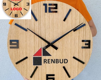 Custom Wall Clock with Logo – Personalized Company Logo Clock – Branded Business Gift – Office Wall Decor – Promotional Clock
