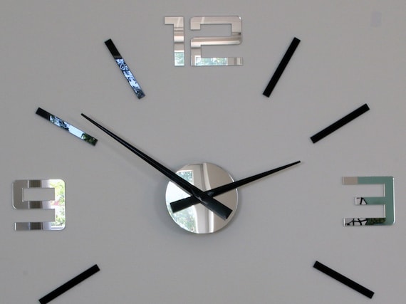 Reloj pared grande 3d 120cm decoracion plateado GENERICO