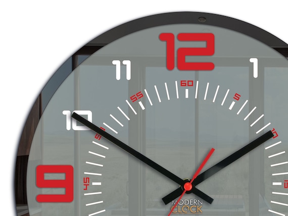 Reloj de pared grande rojo de Ori n reloj silencioso con una