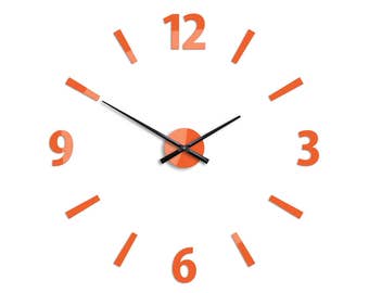 Grande horloge murale, Grande horloge murale, Horloge murale 29,53, 75 cm Klaus Orange