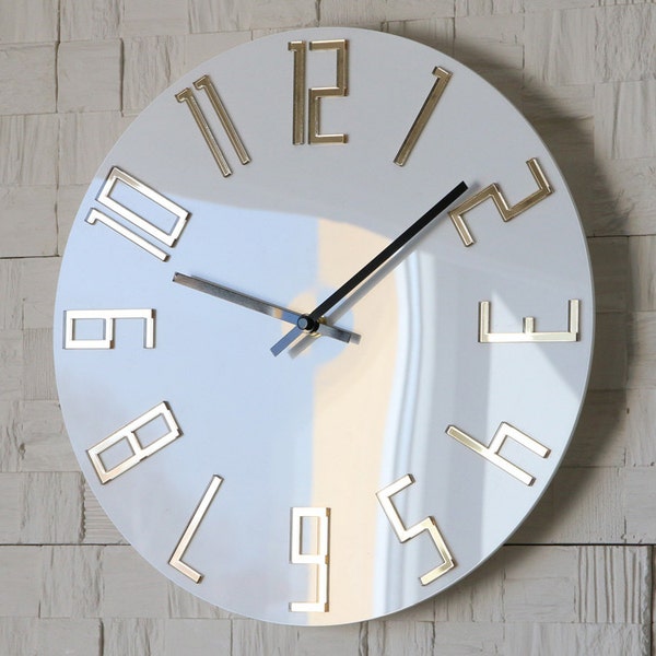 grande horloge murale, miroir doré, horloge murale, cadeau, décoration murale, horloge moderne, horloge murale moderne, horloges murales uniques, cadeau