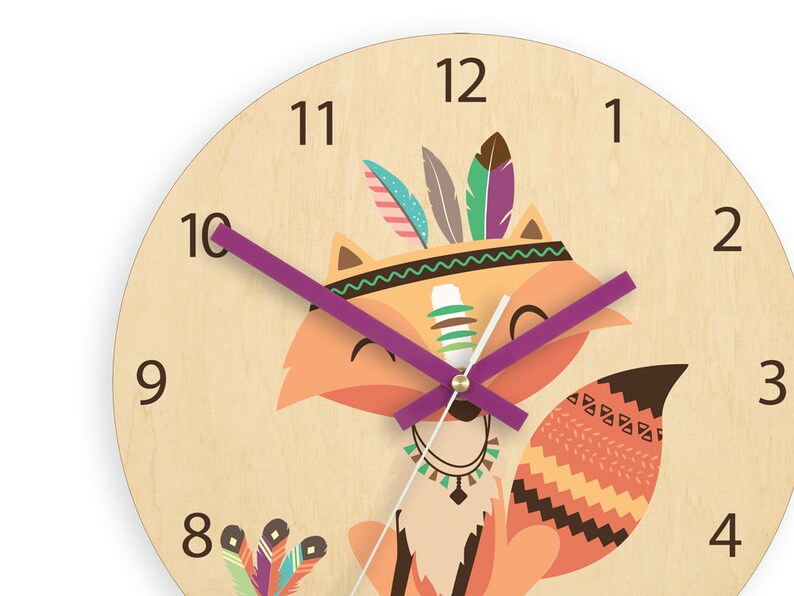 KinderWandUhr Fuchs mit persönlichen Namen Uhr mit Etsy.de