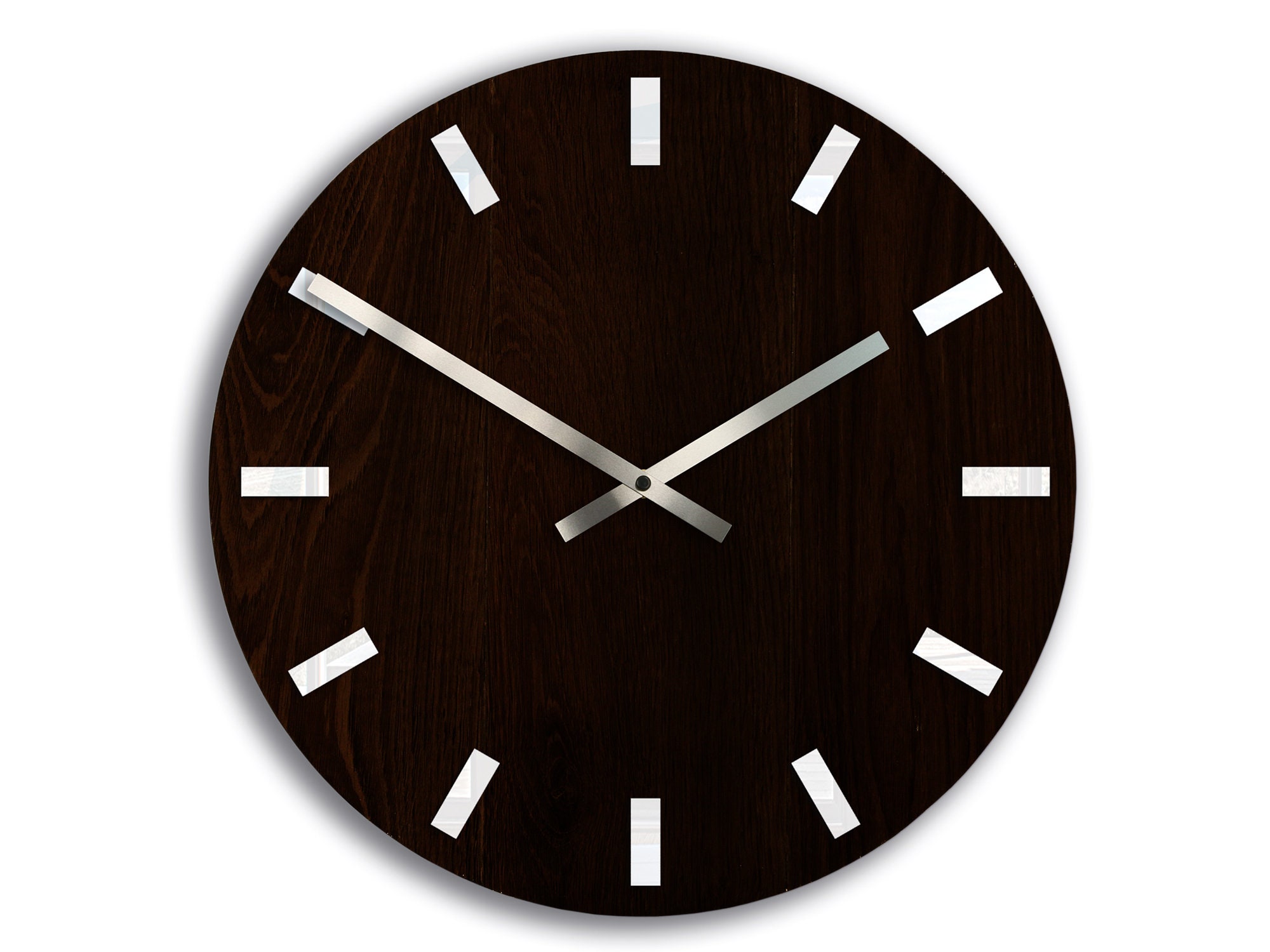 Large wall clock, Wood wall clock Dark Oak, Silent ModernClock with