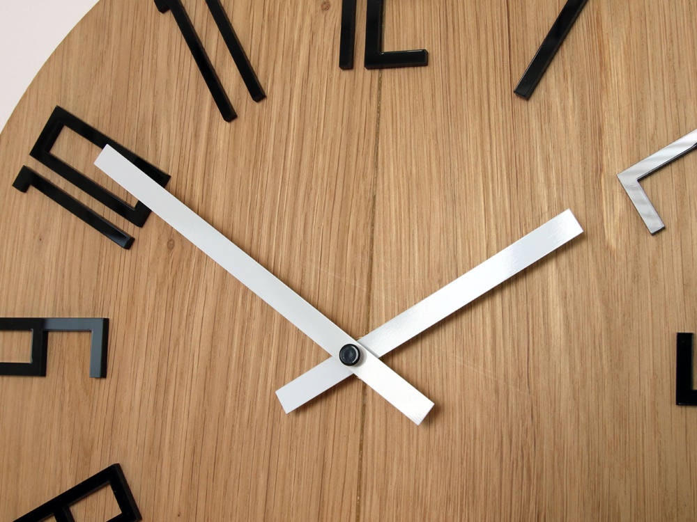 Large wood wall clock Black White wall clock gift wall decor Unique