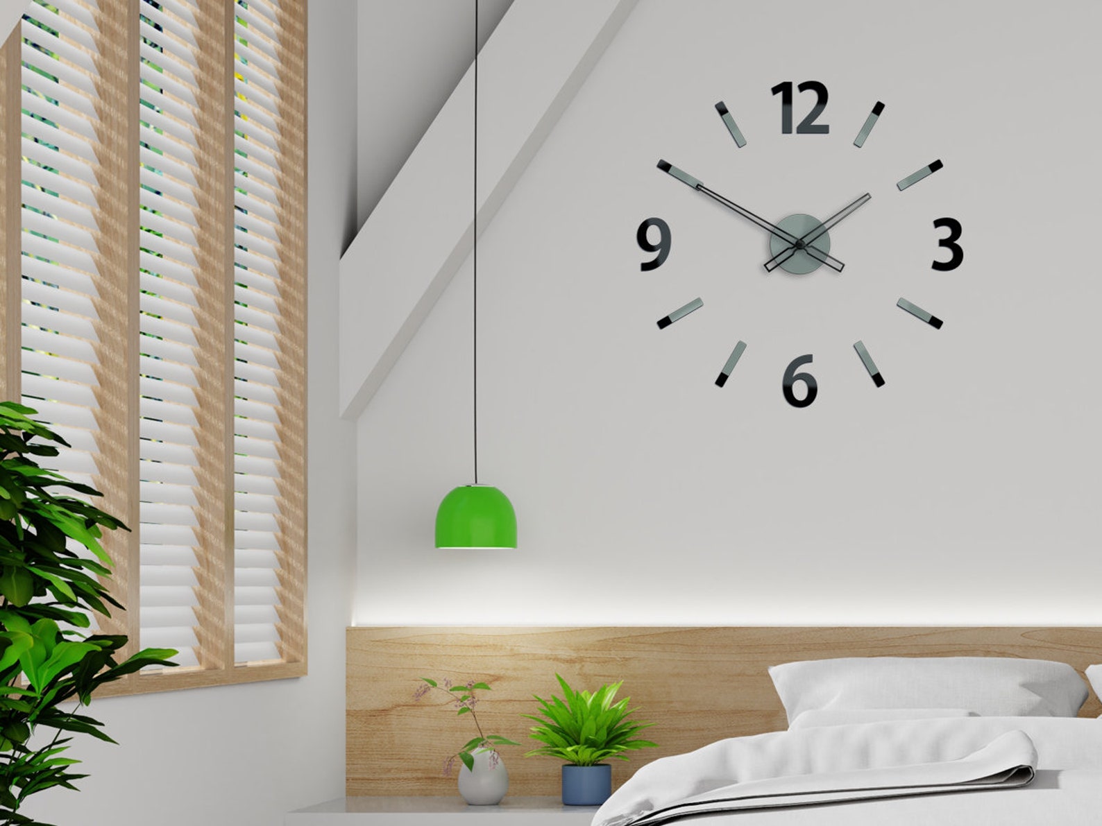 Wall Clock Gray Clock Black Glossy Clock Will Large Wall - Etsy