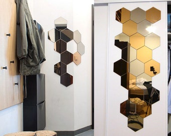 Hexagon Shape Mirror Wall Decal Wall Sticker 3 pcs