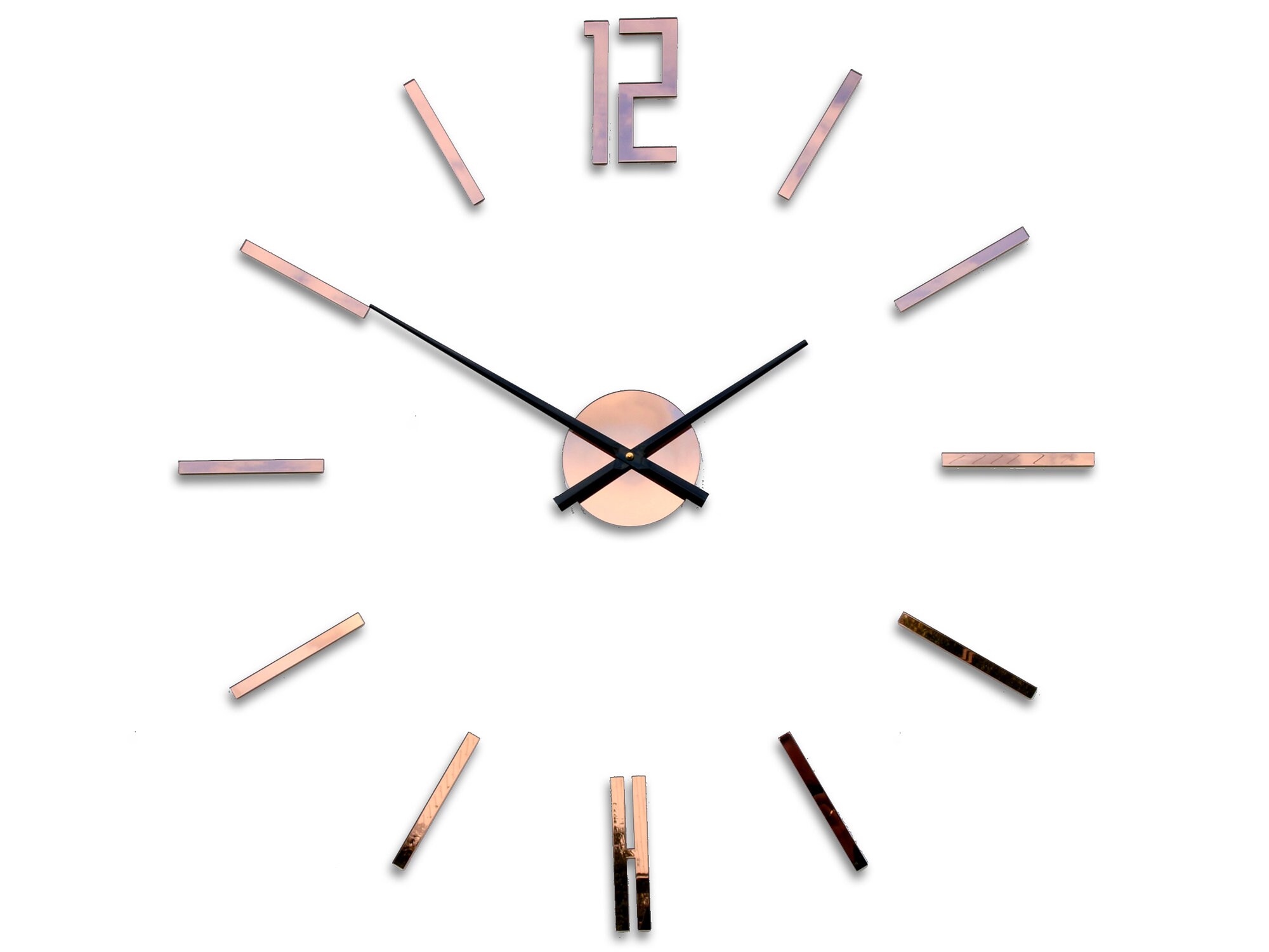 Large wall clock, CARLO 29,53, Brown Mirror, Wall Sticker, Wall Decal