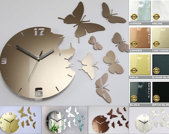 Wall Clock BUTTERFLY  METALIC  Modern clock gift wall decoration wall decor