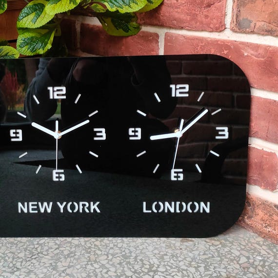Modern Time Zone Wall Clock -los Angeles, New York, London