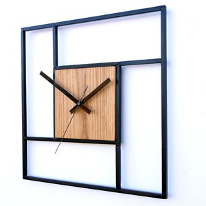 Modern Metal Clock Stave - 13 inch Farmhouse Decor - ModernClock - Housewarming Gift - Metal Wall Art with Wood