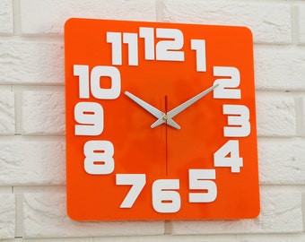 Clock Wall Clock orange modern wall clock children clock gift kids room wall decoration clocks