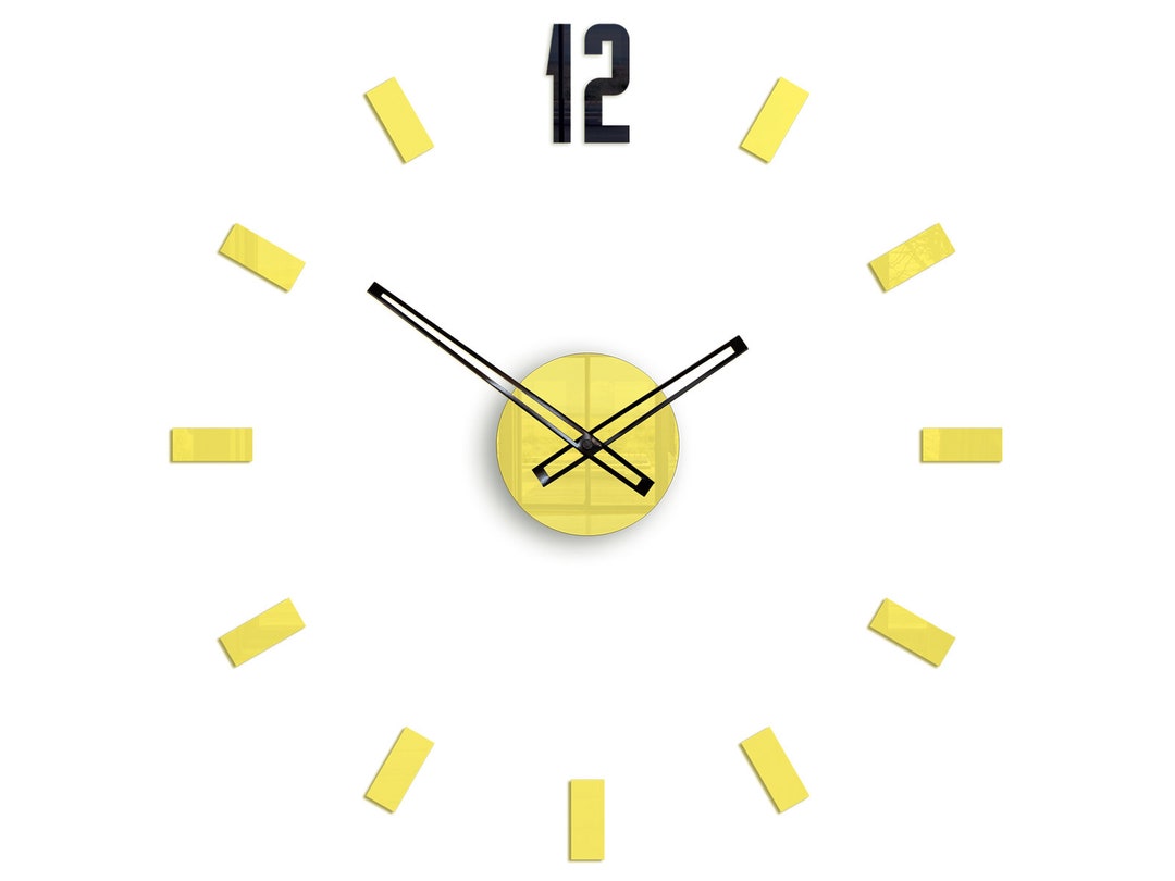 Wall Clock, Wall Sticker, Large Wall Clock, Point, Yellow Clock, Wall Decoration, Wall Decal