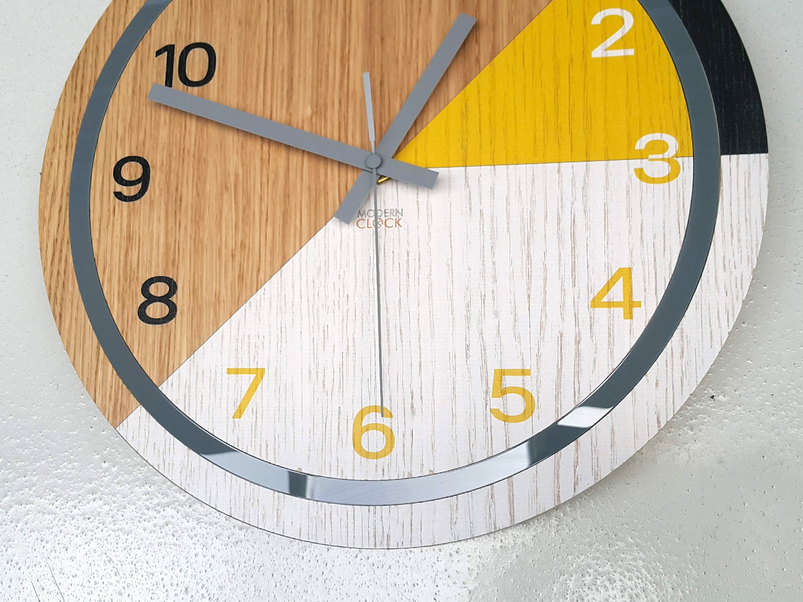 Wood Clock Lagos White Black Yellow Clock With Numbers Etsy