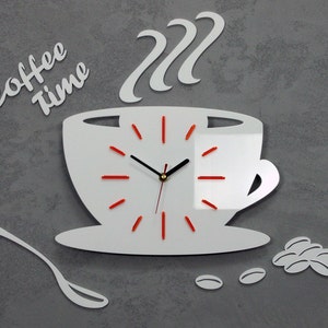 Clock to kitchen wall clock Coffe time modern clock gift wall decoration cup orange wall decor large wall clock Wall Decal Wall Stickers