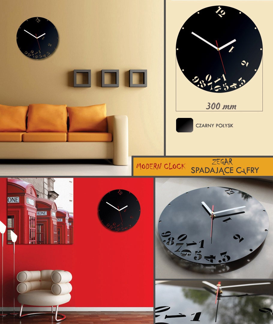 Wall falling numbers Modern clock large wall clock gift wall decor