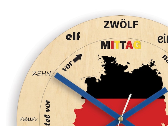 Horloge pour apprendre l'allemand, carte allemande, horloge en bois,  horloge pour enfant, horloge enfant -  France