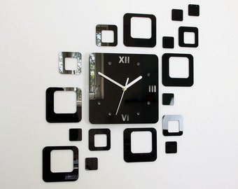 Wall Clock ROME Black Modern clock modern wall clock Unique wall clocks gift large wall clock