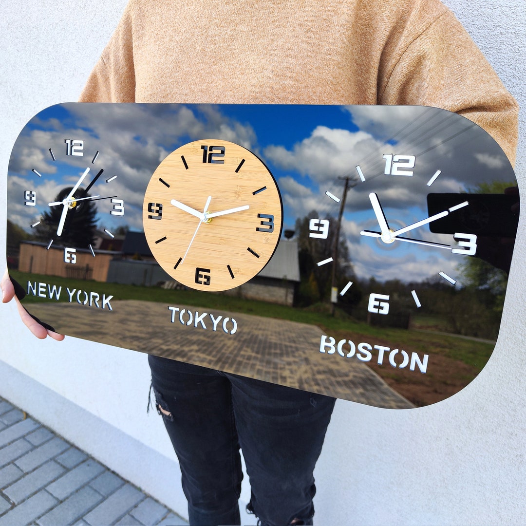 Reloj de zona horaria mundial Relojes modernos de zona horaria de recepcion de hotel Reloj de pared mundial personalizado regalo de inauguracion de la casa 60 cm x 30 cm 23 62 x 11 42 Etsy Espana