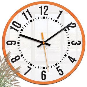 grande horloge murale, horloge orange, horloge murale, cadeau, décoration murale, horloge moderne, horloge murale moderne, horloges murales uniques, OSCAR 30cm / 11,81 image 1