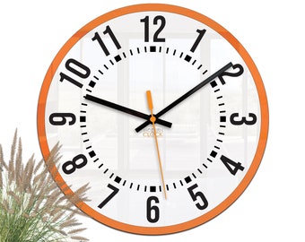 grande horloge murale, horloge orange, horloge murale, cadeau, décoration murale, horloge moderne, horloge murale moderne, horloges murales uniques, OSCAR 30cm / 11,81 »