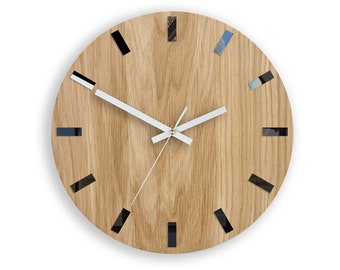 Wood wall clock, Silent clock, Wooden wall clock, Modern clock, Clock for office, White clock hands
