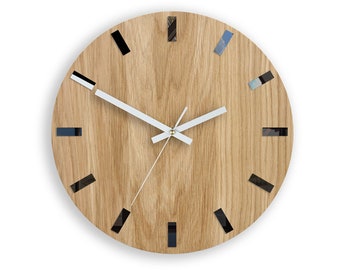 Houten muurklok, Stille klok, Houten muurklok, Moderne klok, Klok voor bureau, Witte klokhanden