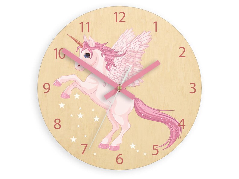 Orologio Da Parete Silenzioso Per Bambini Con Unicorno | Design Moderno Rosa | Senza Ticchettio | Per Cameretta, Scuola O Soggiorno - Foto 7