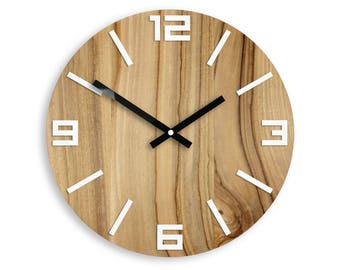 Wall Clock  100% Walnut Tree - Wood clock -   clock gift wall decor Unique wall Clock - silent