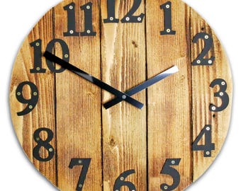 Rustikale Bauernhaus Wanduhr - Altholz - Handgemachte Vintage Stil Holzuhr - Große Rustikale Wanddekoration