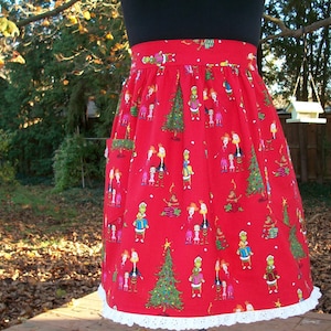 The Grinch Apron/Christmas Apron/Red Apron/Holiday Apron/Dr Seuss/Half Apron