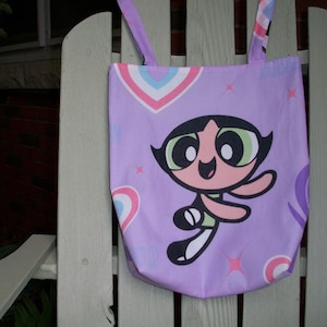 Power Puff Girls Tote Bag/Upcycled Material/Blossom/Bubbles/Buttercup