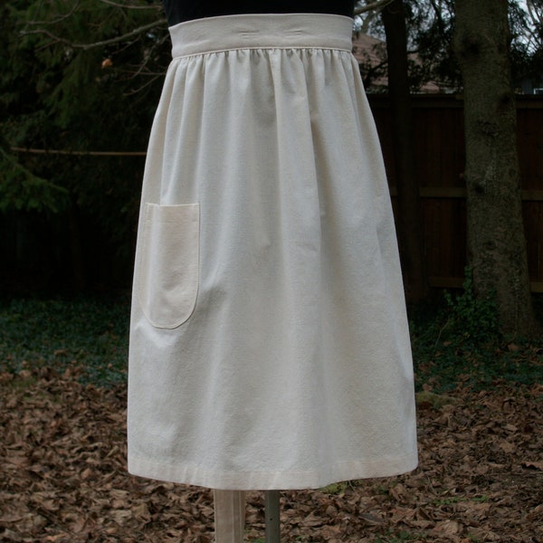 Natural Unbleached cotton Apron/Off White/Pioneer Apron/Costume Apron/Unbleached Cotton Apron/Half Apron/Vintage Style Apron/Rustic Apron
