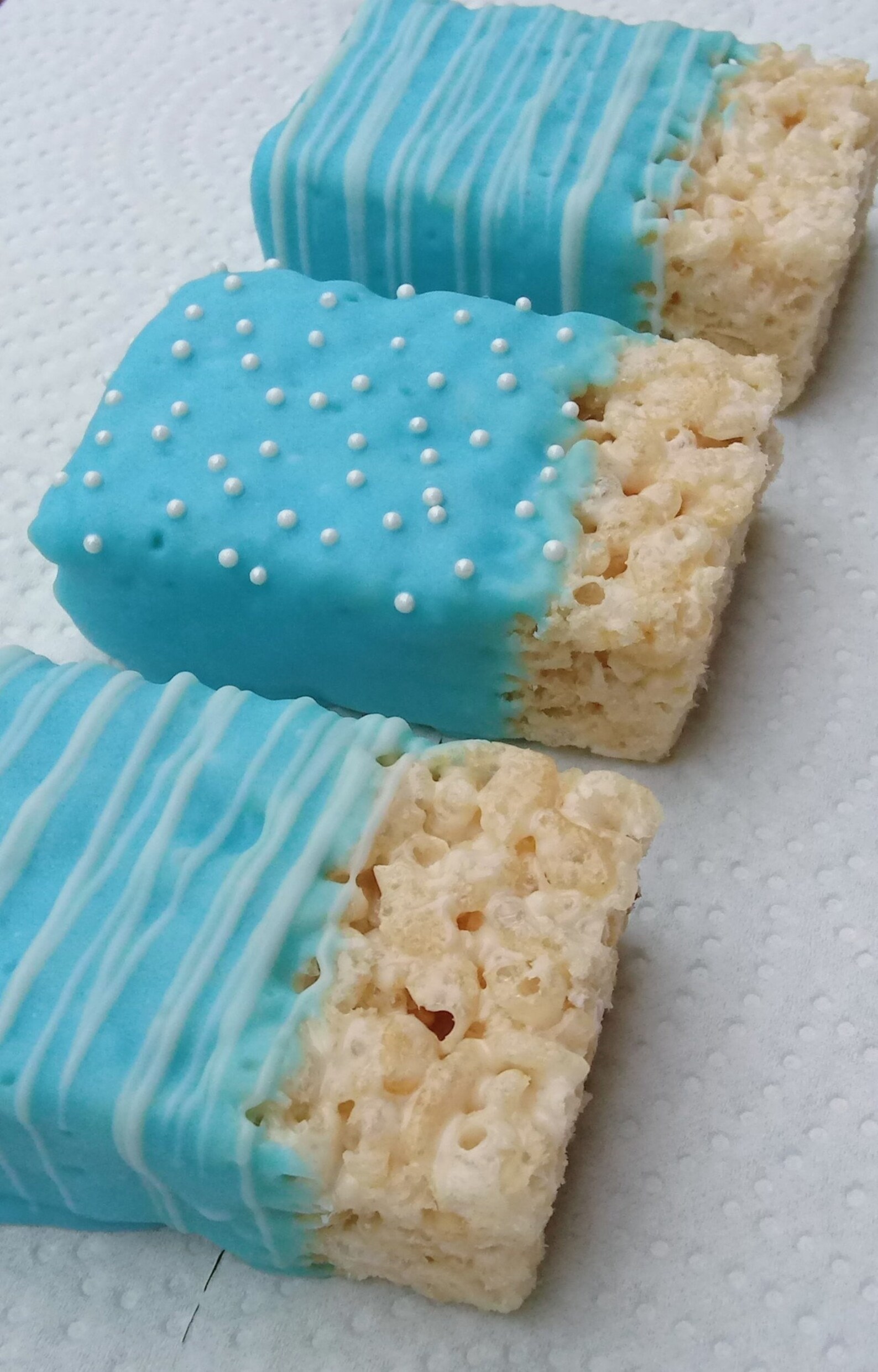 12 Blue and White Chocolate Covered Rice Krispie Treats Etsy
