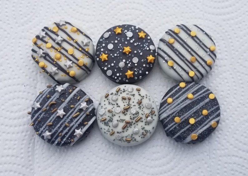 Black, White, Silver and Gold Chocolate Party Pack cookies, pretzels, lollipops and krispie treats image 4