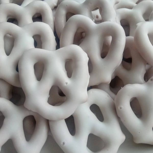 1/2 Pound of White Chocolate Covered Mini Pretzel Twists - 1/2 Pound - Hand Dipped Homemade