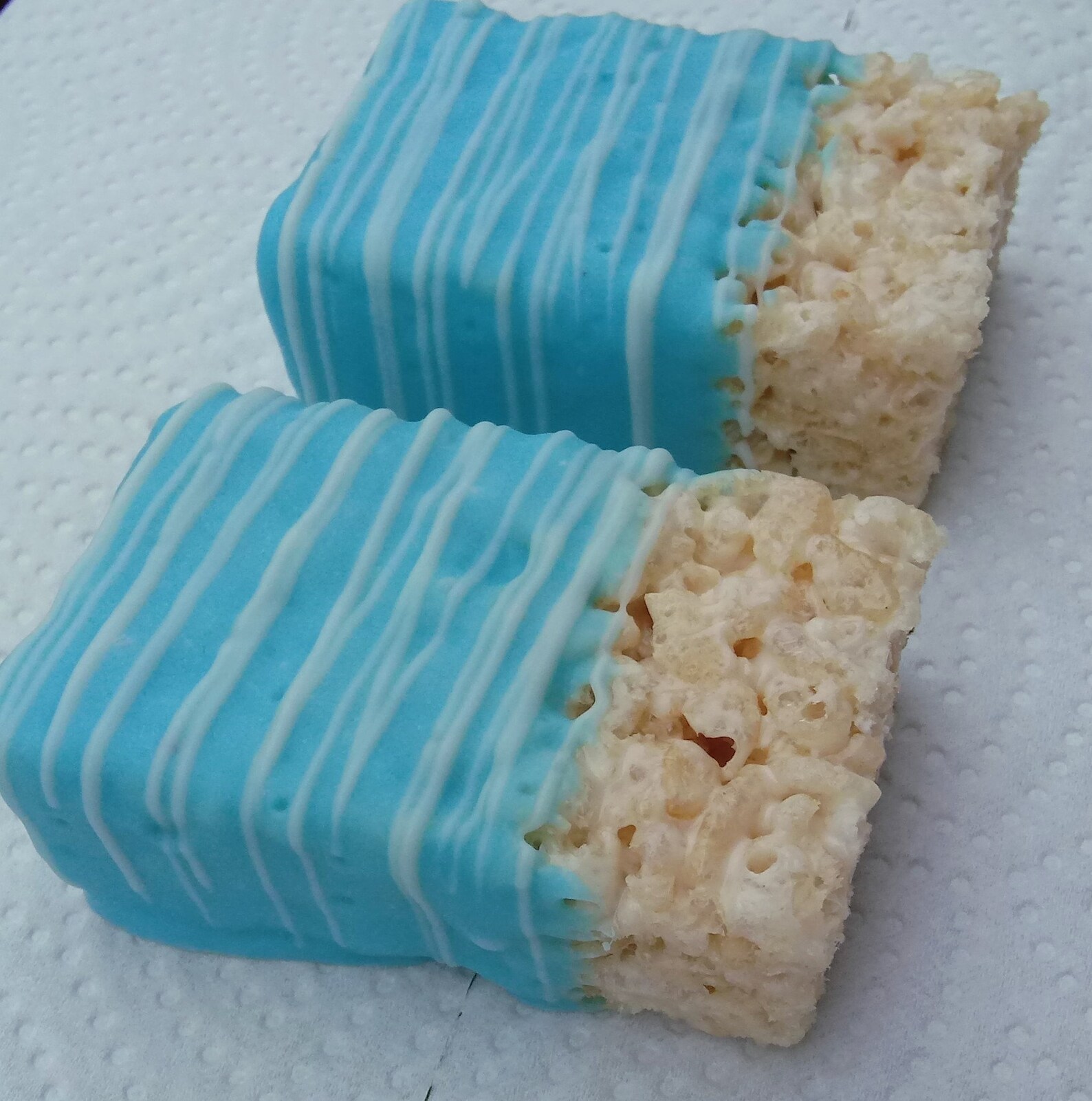 12 Blue and White Chocolate Covered Rice Krispie Treats Etsy